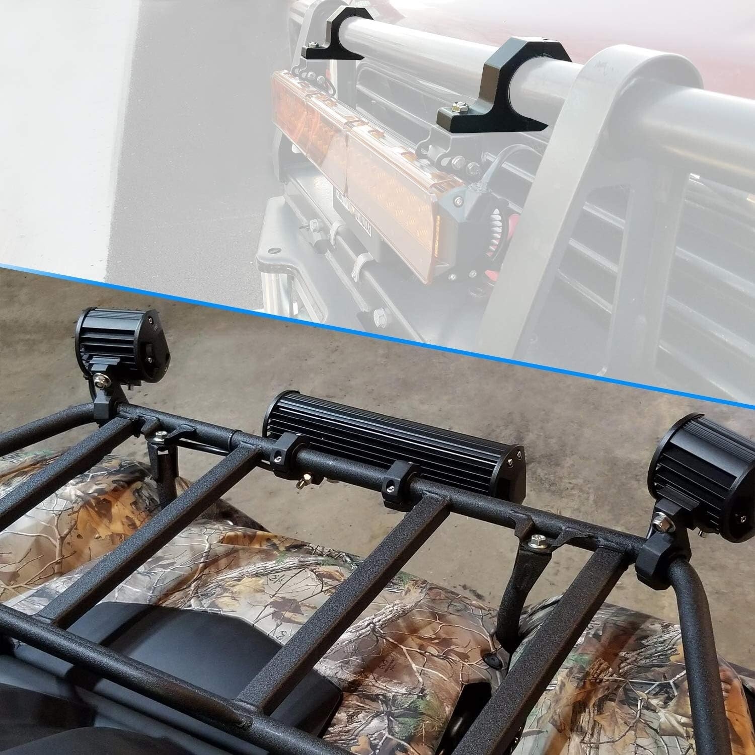 Secure LED Light Bar Clamp Kit with Rubber Inserts - Fits 1 to 2 Inch Tubes