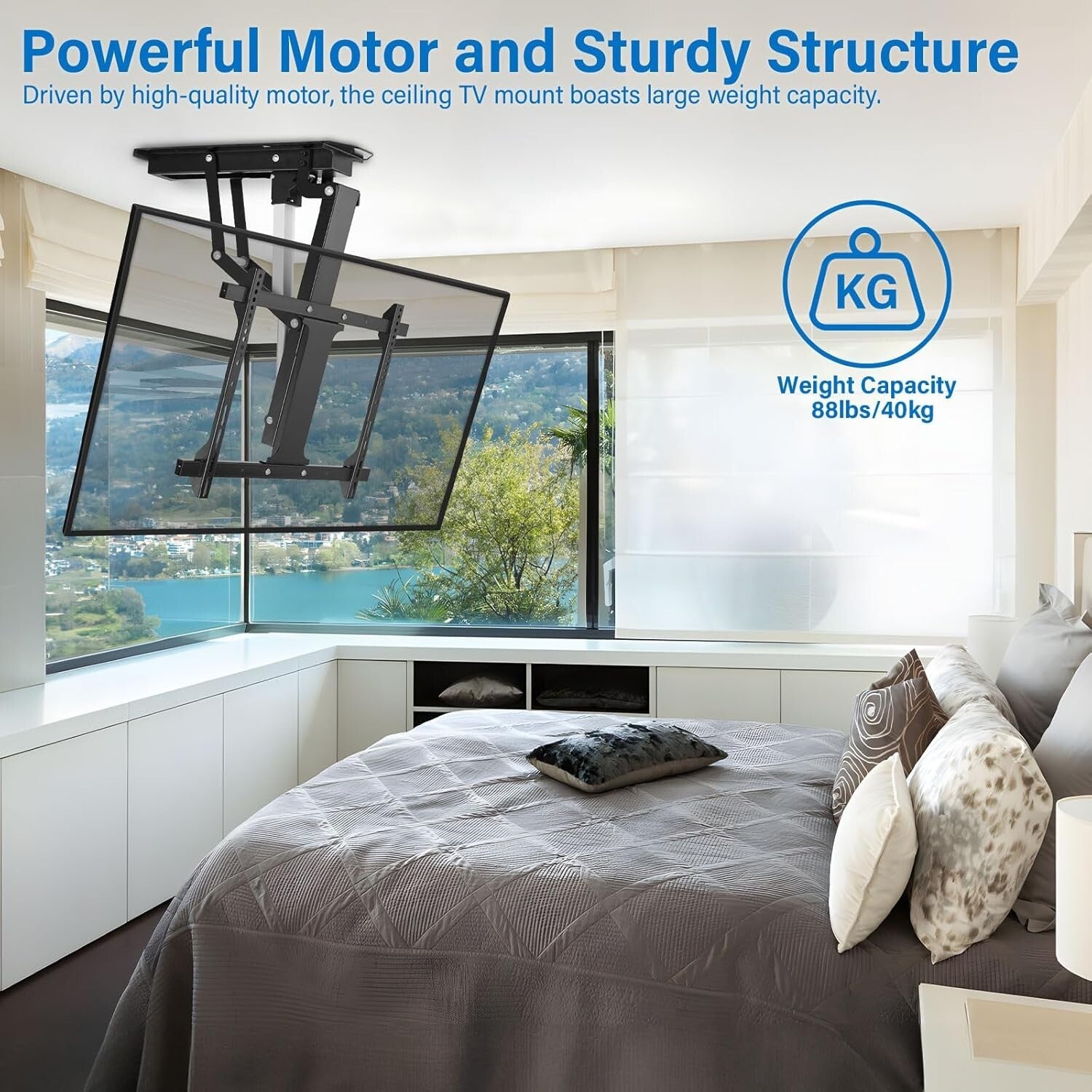 Electric Adjustable Ceiling TV Mount for 32-70 Inch TVs - Remote Control & Sp...