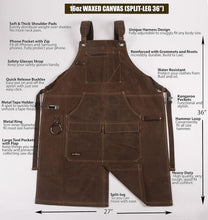 Load image into Gallery viewer, Extra Long Fully Adjustable Waxed Canvas Shop Apron with 6 Pockets for Comfort