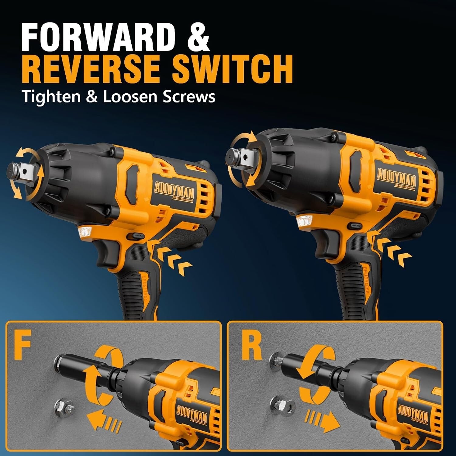 Efficient Cordless Impact Wrench 750 N.m Torque - Complete Tool Package