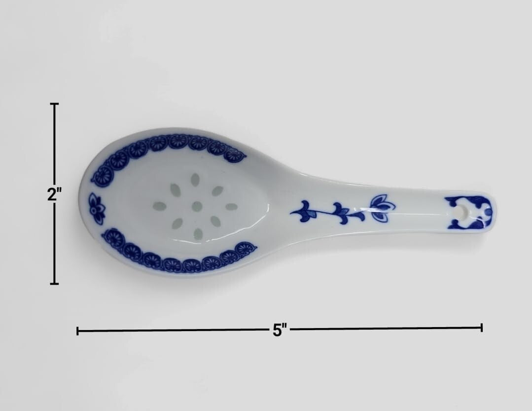 Elegant Blue & White Porcelain Bowls with Free Spoons - 10 pcs, 237ml Each