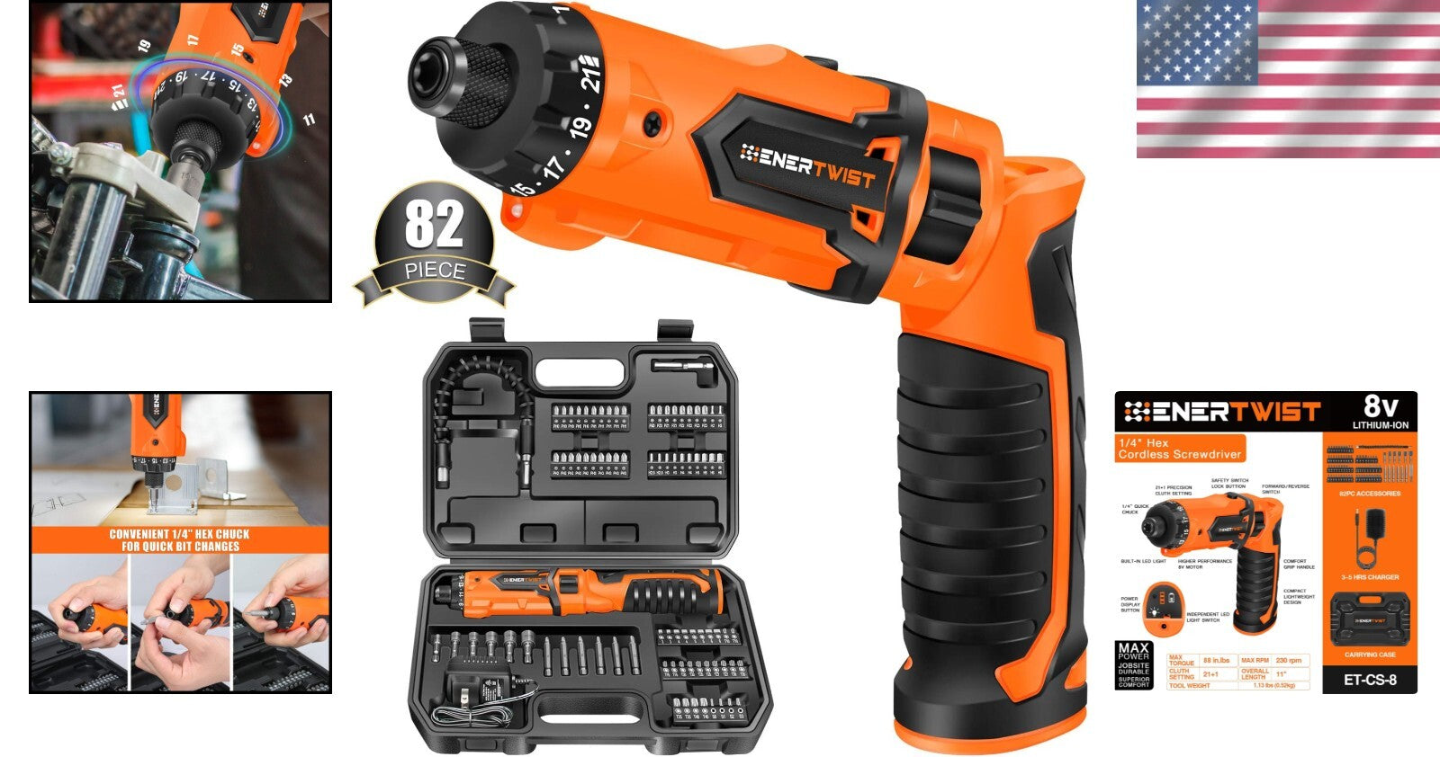 8V Cordless Screwdriver Set with 82 Accessories - Precision & Power Combined