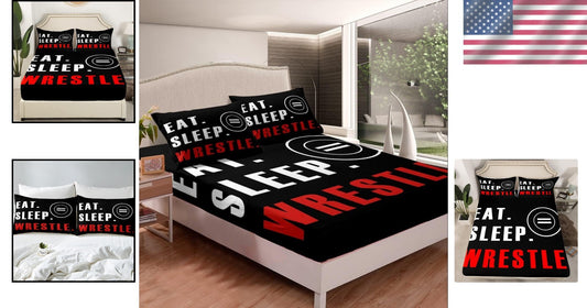 Full Sports-Themed Fitted Bed Sheet Set with Deep Pockets & 2 Pillowcases