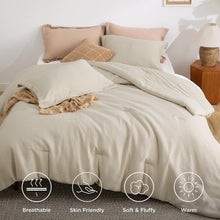 Load image into Gallery viewer, Vintage-Style Waffle Comforter Set Queen in Soft Microfiber - 3 Piece Collection