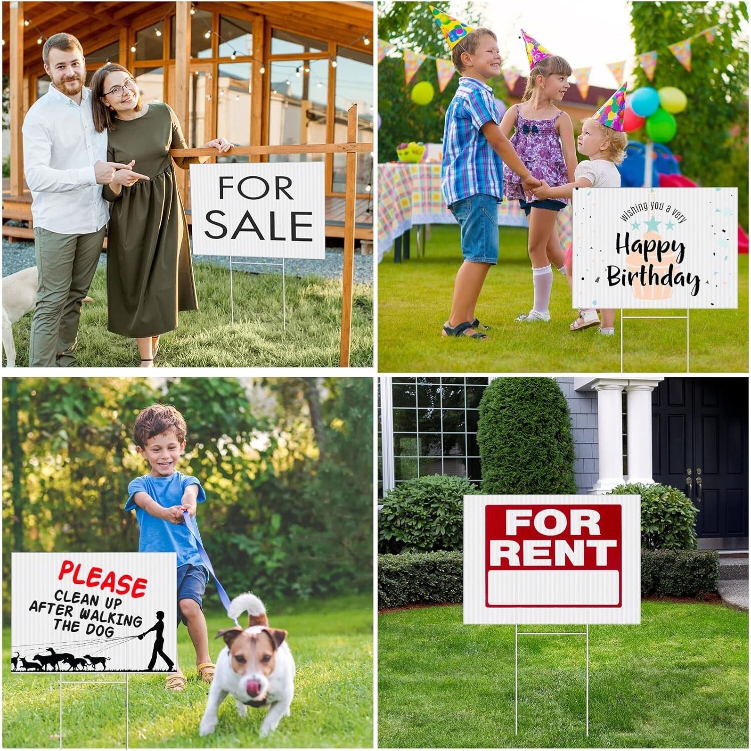 Customizable Double-Sided Lawn Signs with Metal Stakes - 20 Pack, 16x12 Inches