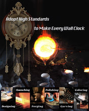 Load image into Gallery viewer, Stylish Brown Wall Clock with Pendulum – Silent, Battery Operated Elegance