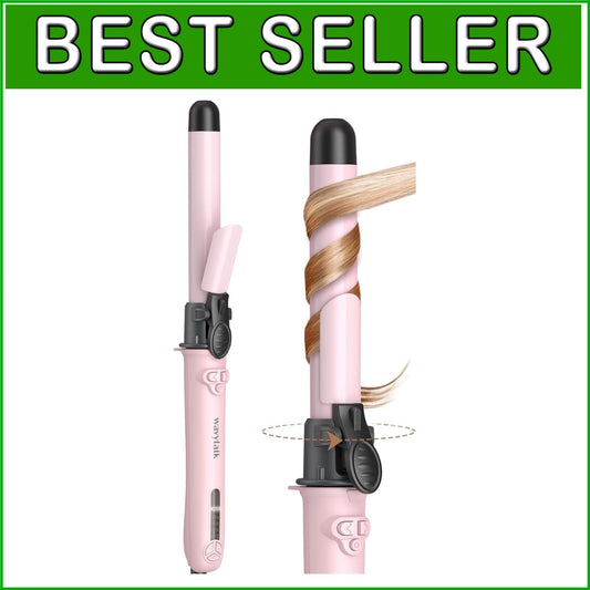 Ceramic Rotating Curling Iron, Pink - Effortless Curls for All Hair Types