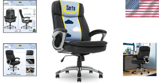 Adjustable High Back Big & Tall Office Chair with Plush Body Pillows & Support