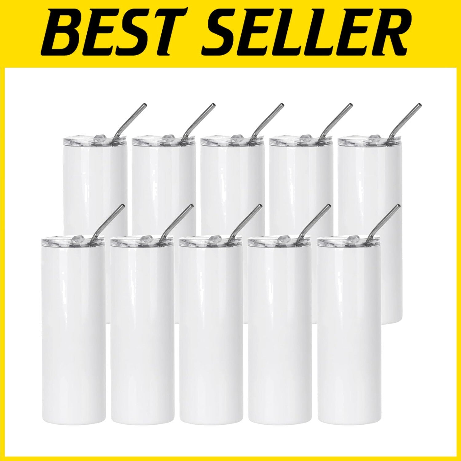 Bulk 10 Pack 20 Oz Insulated Sublimation Tumblers - Perfect for Personalization