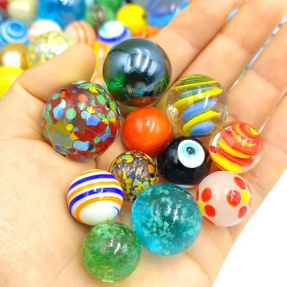 Assorted 71pcs Glass Marbles with 3 Glow-in-the-Dark - Fun for Kids & Collectors