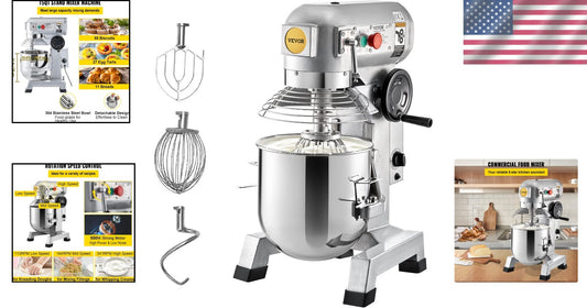 Durable 15Qt Stainless Steel Mixer with 3 Adjustable Speeds & Whip Attachments