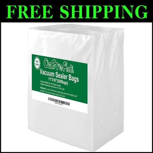 Gallon Size Vacuum Sealer Bags - 200 BPA Free, Heavy Duty & Microwave Safe