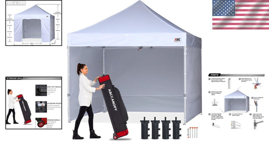 10x10 Commercial Pop-Up Canopy Tent with Sidewalls - Quick Setup, Waterproof