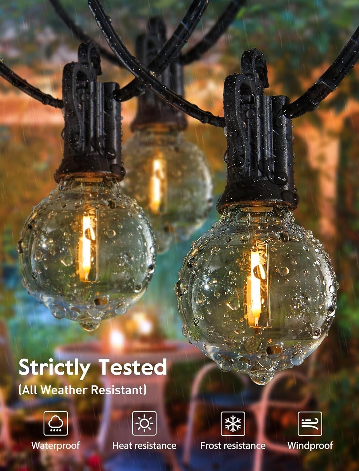 Durable 100ft LED Patio Lights - Waterproof Edison Bulbs with Easy Installation