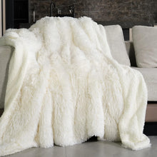 Load image into Gallery viewer, Luxurious Cream Faux Fur Throw - Reversible 60x80 Blanket for Year-Round Comfort