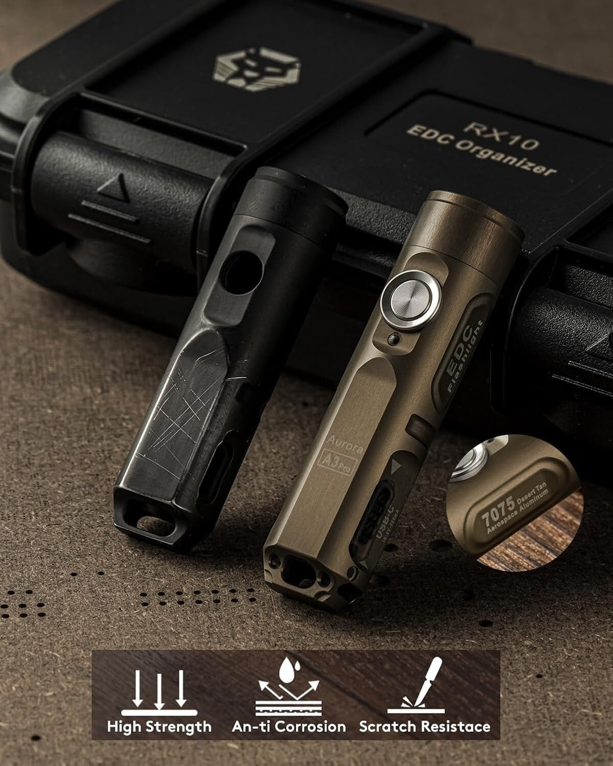 Scratch Resistant Aurora A3 Pro G4 Keychain Flashlight - 650 Lumens Runtime 8H