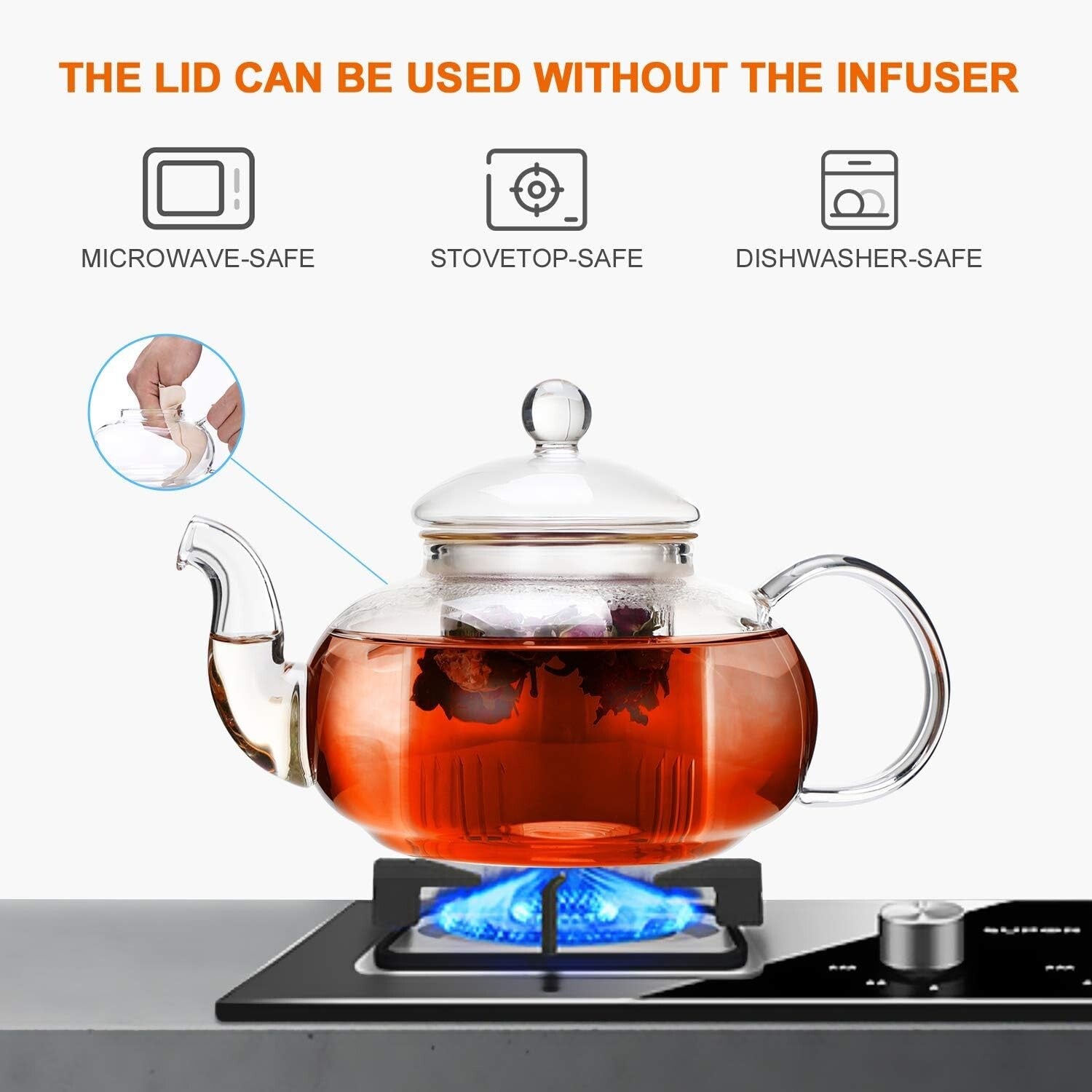 Durable Dishwasher Safe Glass Teapot with Infuser - Ideal Gift for Tea Lovers