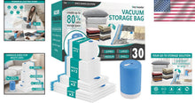 Load image into Gallery viewer, Premium Vacuum Storage Bags with Electric Pump | 30 Pack - Organize &amp; Save Space