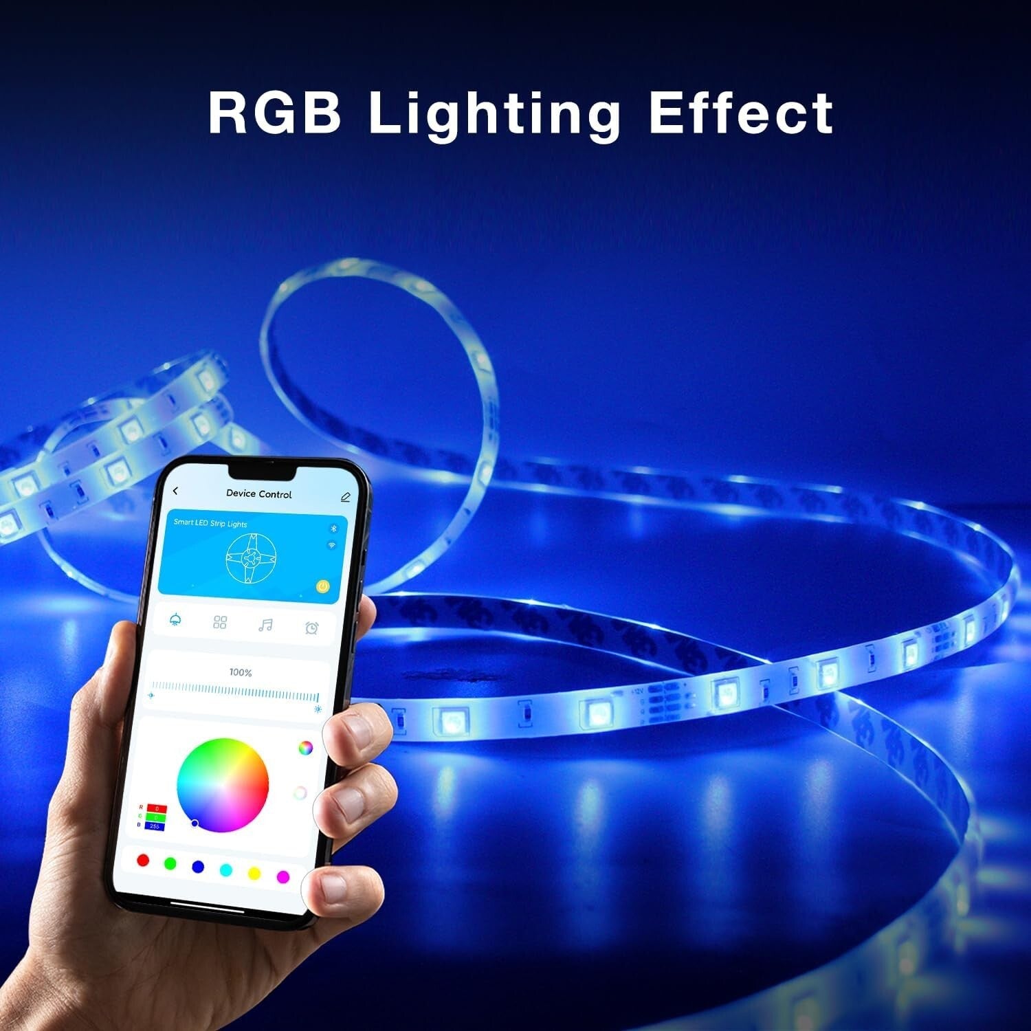 Flexible 32.8 ft Smart LED Strip Lights with Music Sync & Alexa Compatibility