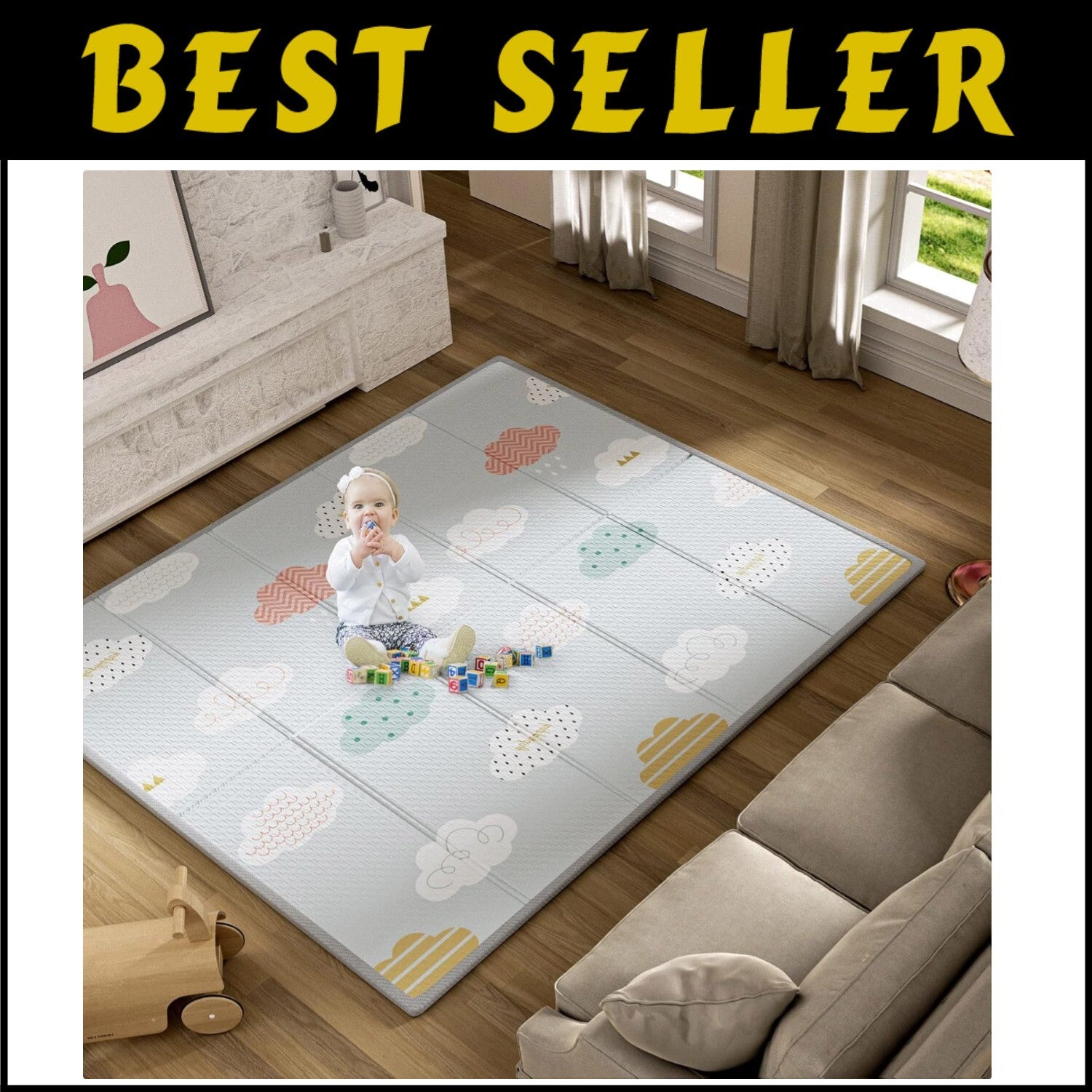 Portable and Waterproof Baby Play Mat for Infants - 71x59 inch with Travel Bag