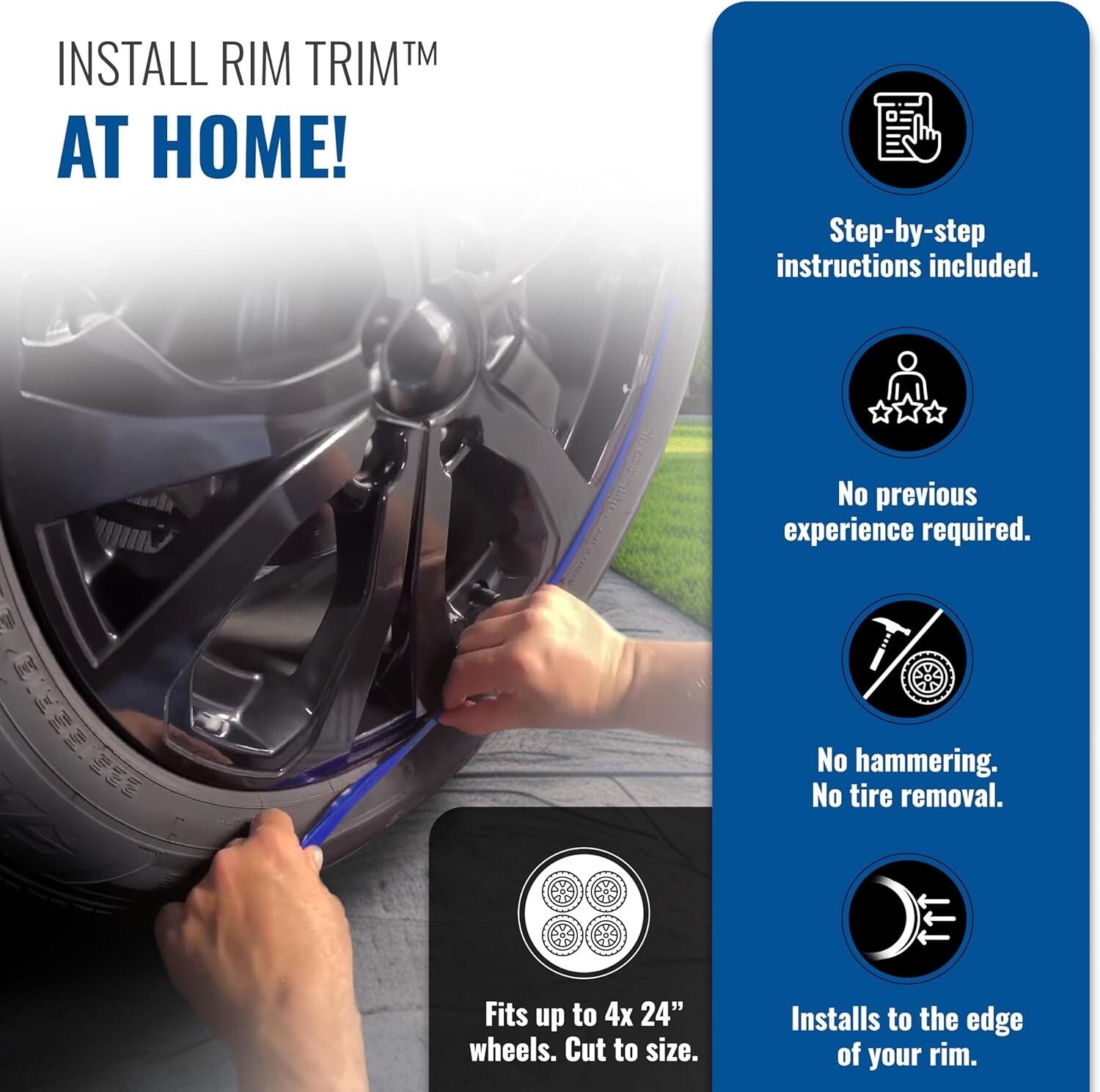 DIY Rim Protector - Blue Exterior Trim for Curb Rash Prevention - Universal Fit