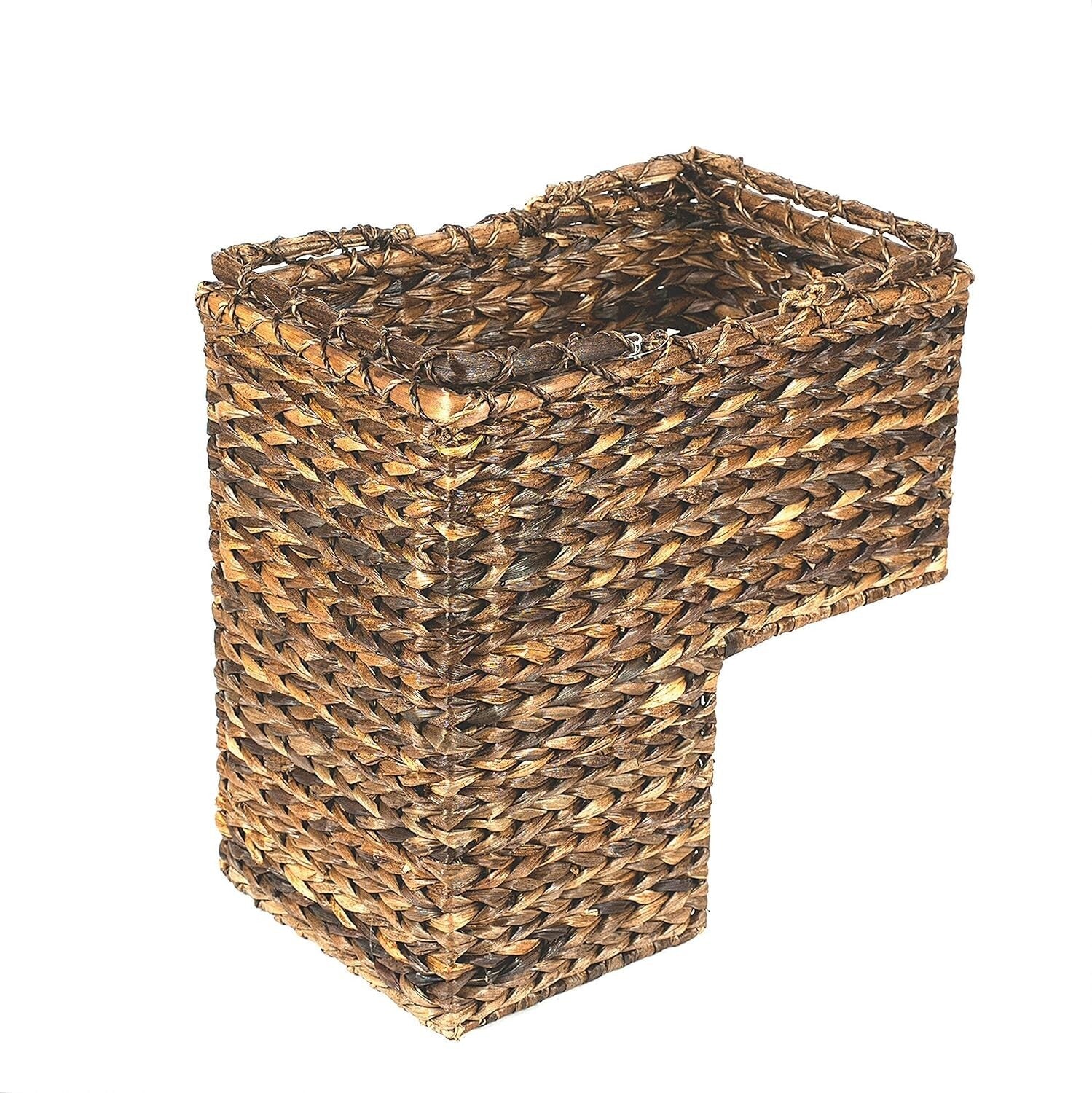 Lightweight Modern BacBac Leaf Stair Basket with Rattan Handles - 16x15.5 in
