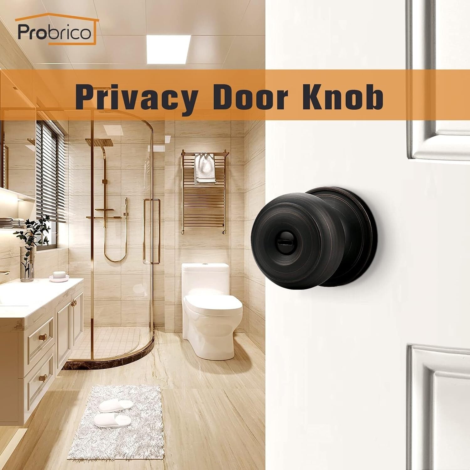 5 Pack Oil Rubbed Bronze Privacy Door Knobs - Easy Installation & Secure Lock
