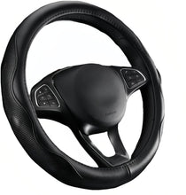 Load image into Gallery viewer, Easy Clean Black Leather Steering Wheel Cover 15.5-16 Inch for Truck Interiors