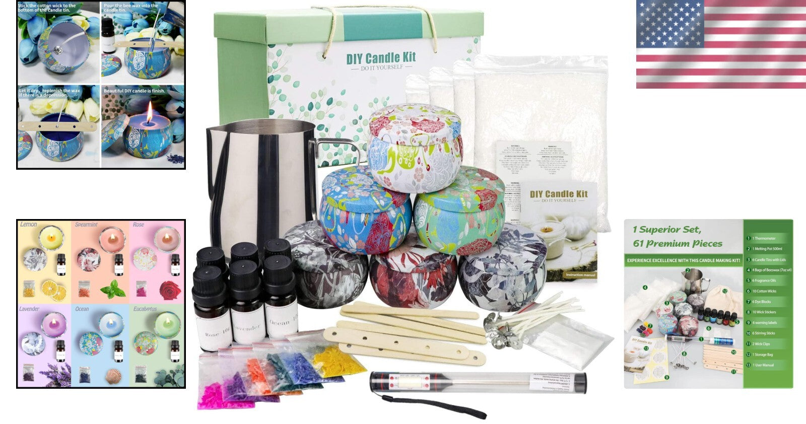 All-Season DIY Candle Making Gift Kit with Melting Pot & Fragrance Essentials