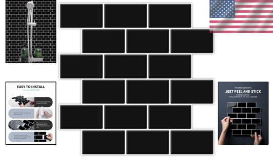 Waterproof Subway Tile Peel and Stick Backsplash for Kitchen and Bath, 10 Tiles