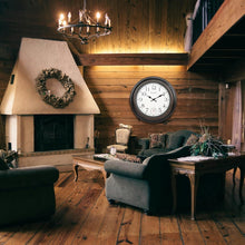 Load image into Gallery viewer, Large 18" Retro Wall Clock with Built-in Thermometer for Indoor/Outdoor Spaces