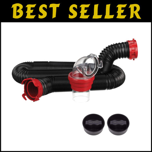 15-Foot Heavy-Duty RV Sewer Hose Kit with ClearView Adapter for Easy Draining