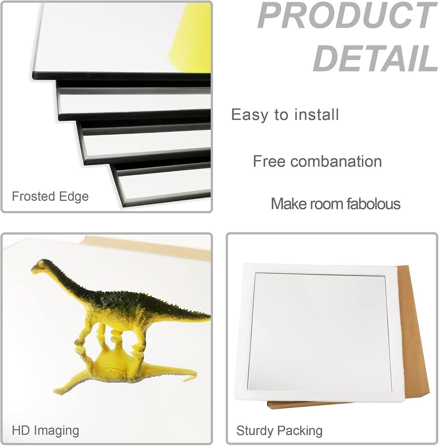 Lightweight & Durable 12''x10'' Glass Mirror Tiles – 16 PCS for Easy Mounting