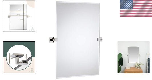 Versatile Large Rectangle Mirror with Adjustable Chrome Anchors - 20x30 Inches