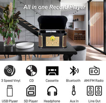 Load image into Gallery viewer, Classic Style All-in-One Turntable: Bluetooth, CD/Cassette Player &amp; MP3 Encoding