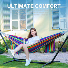 Load image into Gallery viewer, Heavy Duty Double Hammock &amp; Durable Stand - Tropical Outdoor Relaxation Set