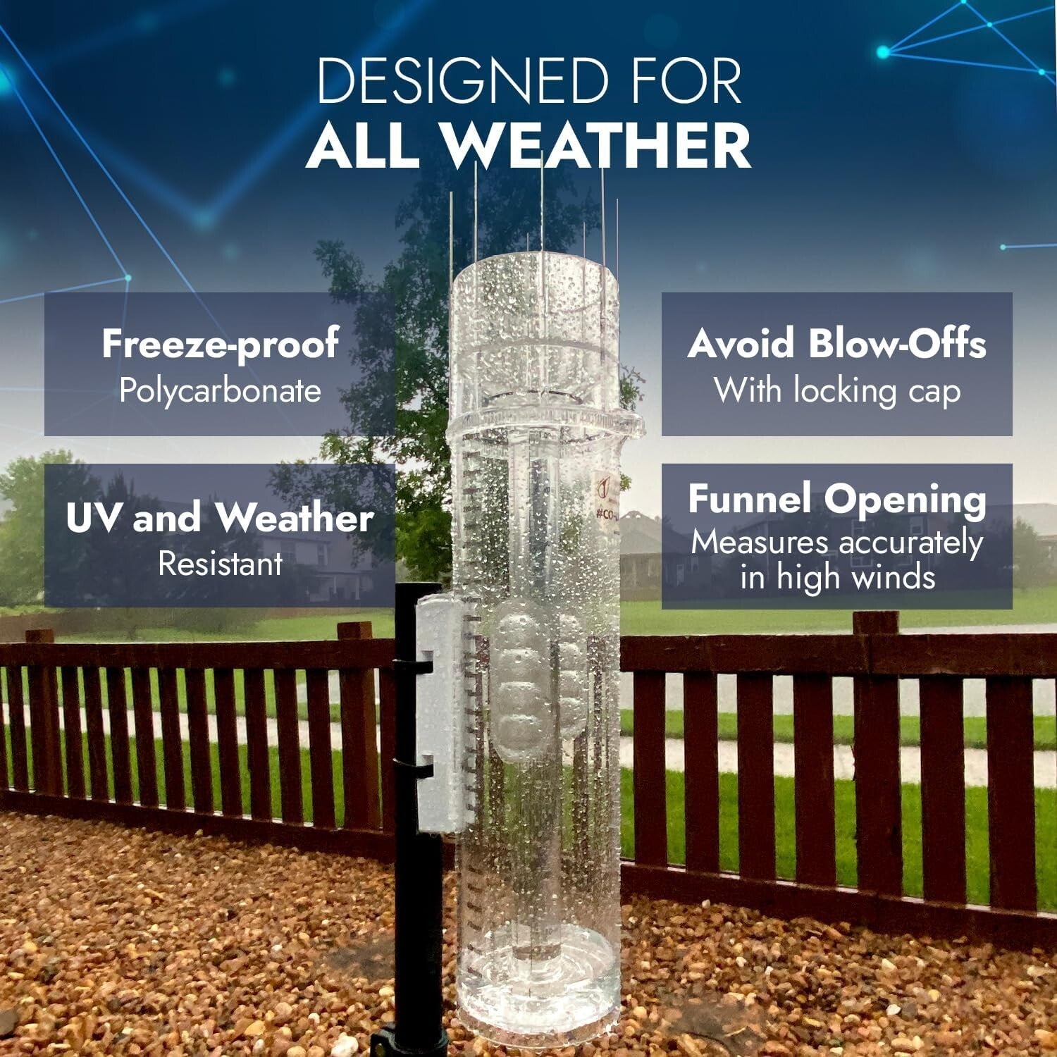 Easy-to-Install Tropo Rain & Snow Gauge - UV Resistant with Large Capacity