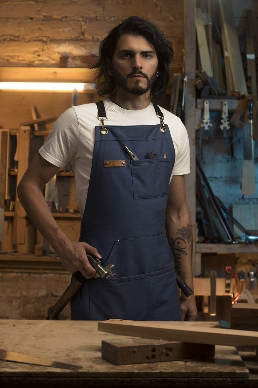 Adjustable Chef & BBQ Apron - 10oz Cotton Canvas with Practical Accessories