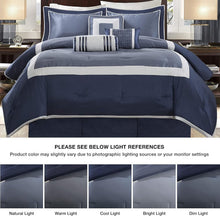 Load image into Gallery viewer, Elegant Navy King Bedding Set - 7-Piece Luxury Down Alternative Collection