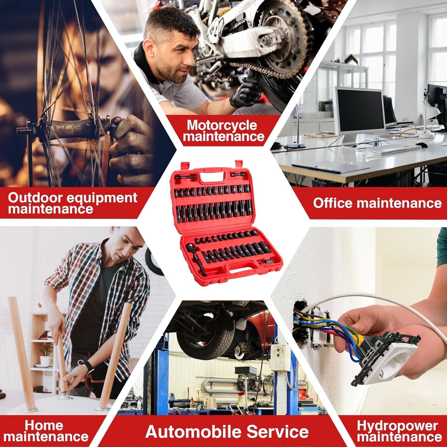 Durable 72-Tooth Ratchet and 52 PCS Impact Socket Set - Organized Storage Kit