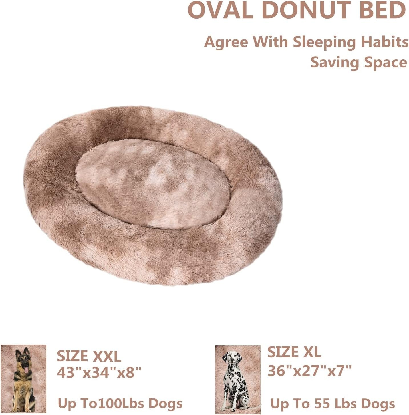 Beige Donut Cuddler Dog Bed - Anti-Skid, Machine Washable 36" for Medium Dogs