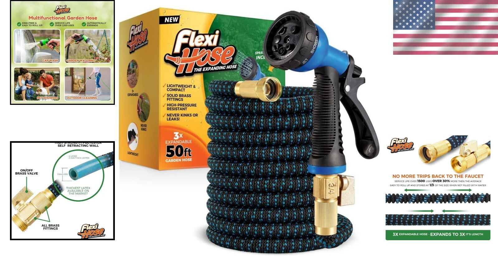 Durable 50FT Expandable Hose with Ergonomic 8-Function Nozzle for Easy Gardening