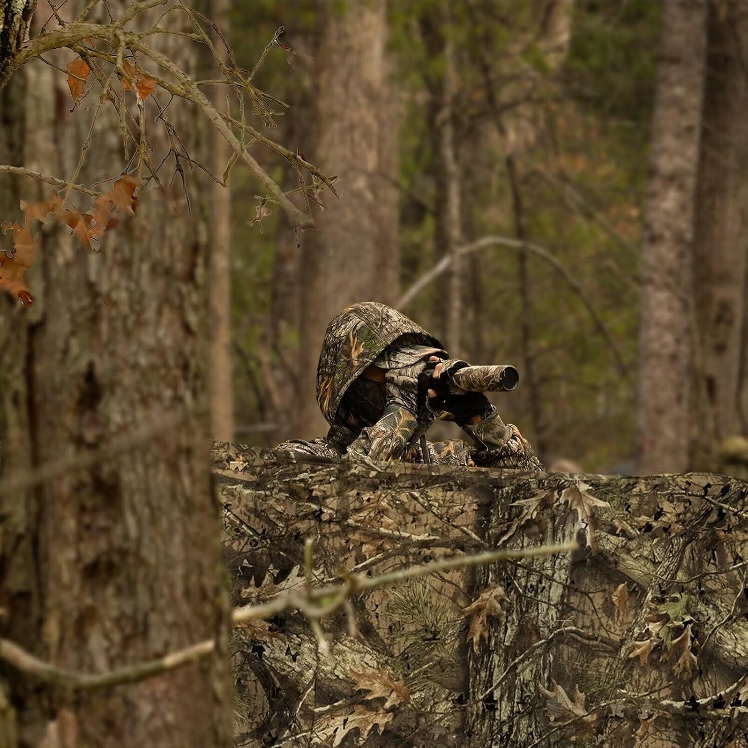 Durable Waterproof Woodland Camo Net for Hunting, Bird Watching, Decorative Use