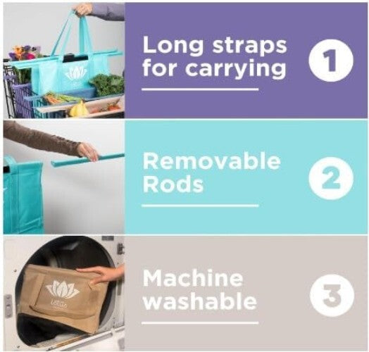 Set of 4 Vibrant Insulated Grocery Bags with Egg & Wine Holder - Eco-Friendly