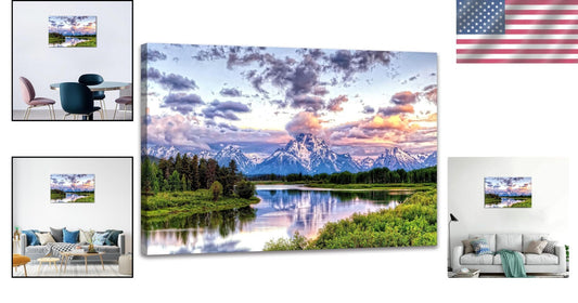 Breathtaking Oxbow Bend National Park Art - 16x24 Framed Canvas for Your Home