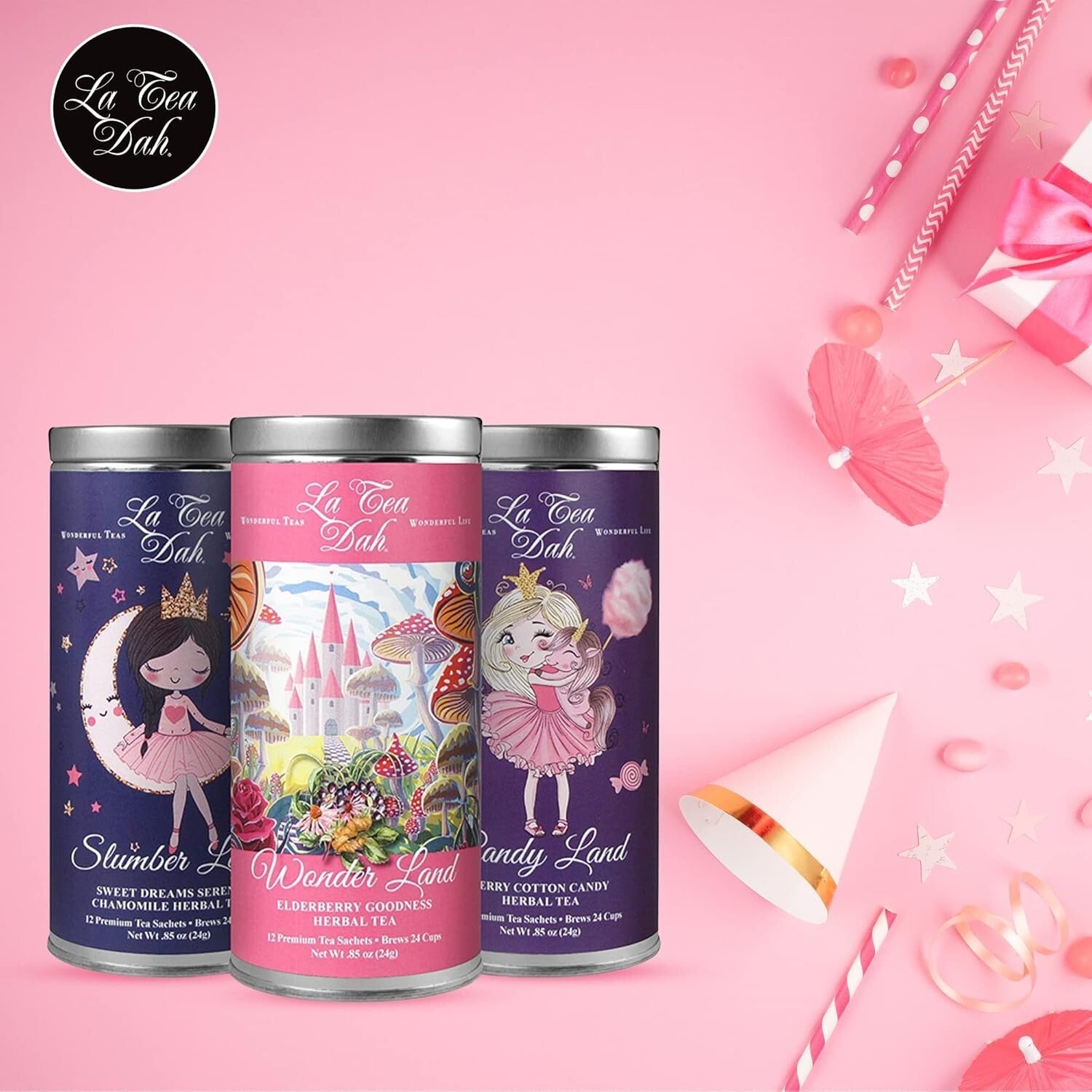 Adorable Kids Tea Set - 3 Delicious Decaf Herbal Teas for Parties & Celebrations