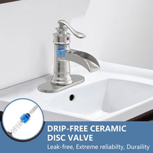 Load image into Gallery viewer, Durable Waterfall Spout Bathroom Faucet - Single Handle Brushed Nickel Finish