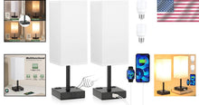 Load image into Gallery viewer, Compact Touch Nightstand Lamps Set with USB-C Ports &amp; AC Outlets - Modern Decor