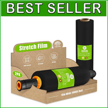 Load image into Gallery viewer, Heavy Duty 15in x 1000ft Plastic Stretch Film Roll with Handles - Black, 2 Pack