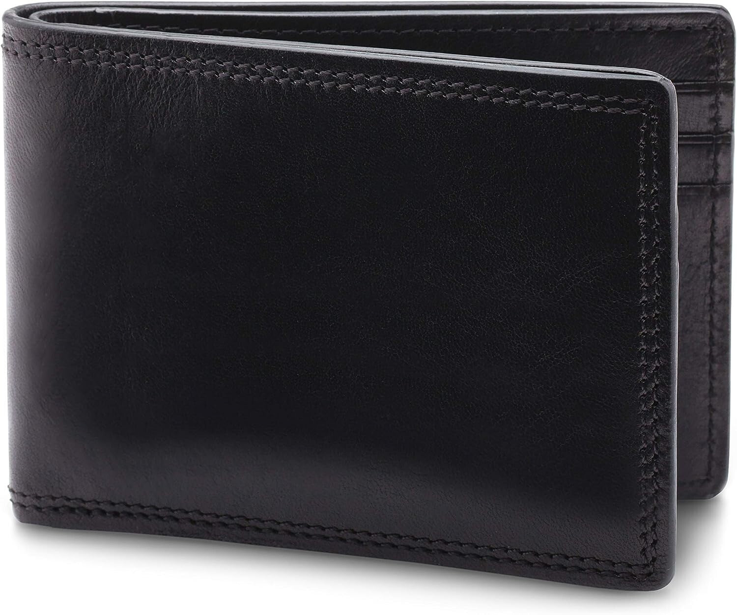 Stylish Men's Black Bifold Wallet - Hand-Stained Dolce Leather Design